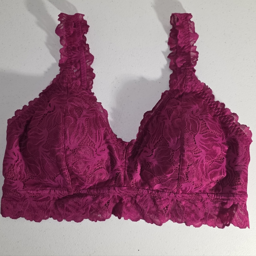 Maurices Fuchsia Lace Bralette Size L Sexy Strappy Back